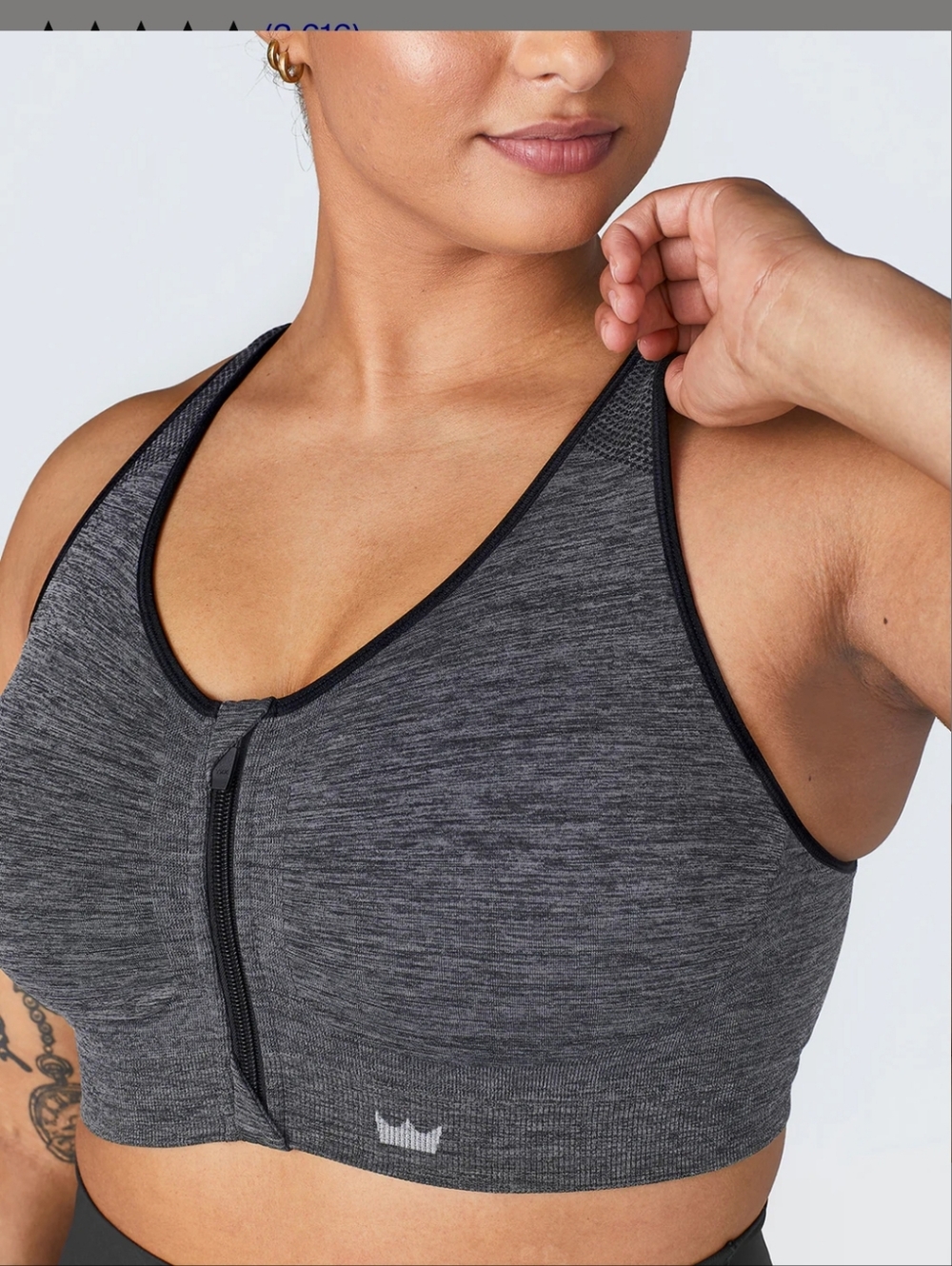 SHEFIT Graphite Gray Front Zip Lounge Sports Bra Size 3luxe